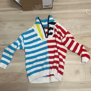 STAUD Multicolor Striped Turtleneck Sweater